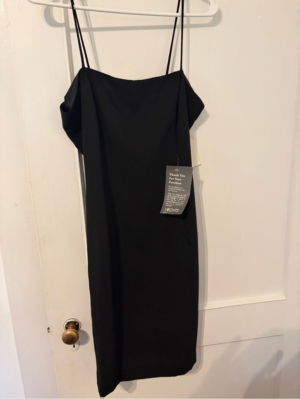 VINTAGE 90s/2000s Minimal Black Midi Dress with Spaghetti Straps, NWT